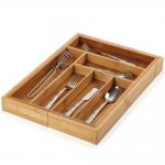 No Plastic Bamboo Kitchen Supplies Utensil Flatware Organizer For Narrow Drawers for sale