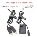 DR-E6 Dummy Battery 1.9m Camera Power Adapter for Canon EOS