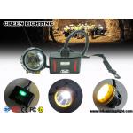 LED Two Charging Way IP68 Miners Cap Lamp with Warning Light , 28000lux Superbright for sale