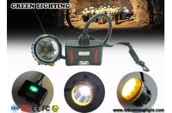 China LED Two Charging Way IP68 Miners Cap Lamp with Warning Light , 28000lux Superbright supplier