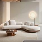 Japanese Design Home Walnut-Colored Sofa Set Featuring Wood Legs And No-Wash Tech Fabric for sale