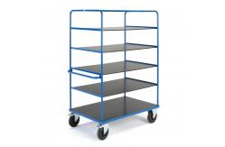 China Metal Fab 600KGS 5 Tier Storage Trolley Rubber Wheels With Brake supplier