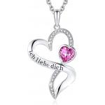 China 925 Sterling Silver Personalized Double Heart Necklace Rhodium Plated Austrian crystal Crystals for sale