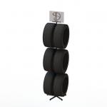 Automobile Cover Tyre 6 Rubber Tires Metal Display Rack Kd Base for sale