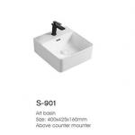 Above Counter Installation Ceramic Basin Glossy Finished For Bathroom