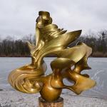 Golden Casting Large Bronze Sculpture Sun Wheel Bronze Garden Figures for sale