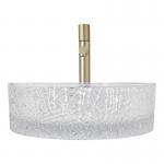 European Style Round Glass Vessel Basins Ice Ridge Crystal Clear Wash Basin for sale