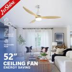 Led Ceiling Fan With Remote Control Solid Wood Blade 3 Speeds Reversible Ac Motor ,decorative fan for sale