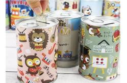 China Customized 10.2x7.5cm Cylinder Tin Can Coin Bank Metal Money Tin Box supplier