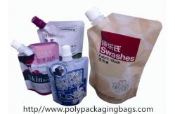 China 16 Oz Stand Up Pouch With Spout / Plastic Water Bag With Carabiner supplier