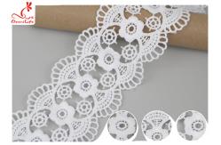 China DTM Embroidered Floral Guipure Water Soluble Lace Trim Pass SGS Certificate supplier