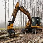 10 Ton Excavator Accessory Hydraulic Wood Cutter Machines With Tilting Grapple