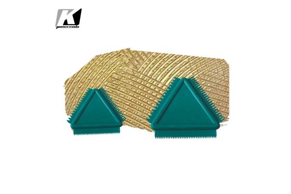 Triangular Green Rubber Graining Comb , Sturdy Plastic Paint Scraper