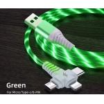 Hot sale factory price 3 in 1 USB cable to light up at night and date transfer shining cable for sale