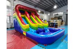 China 0.55mm PVC Outdoor Inflatable Water Slides With Pool supplier