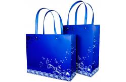 China Printed Coloured Paper Carrier Bags Purse Packaging Rivet Flat Paper Handle supplier