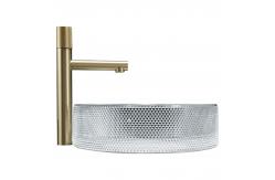 China Scratch Resistant Crystal Clear Glass Vessel Basins Countertop Mounted supplier
