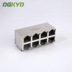 Shield Dual Deck 2x4 RJ45 Multiple Port Connectors Lan Switch Socket Y/G LED for sale