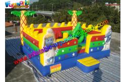 China Popular Inflatable Smurfs Bounce House , Jumping Bouncer With Obstacle Inside supplier