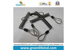 China Double loops Wire Reinforced Plastic Spiral Lanyard Transparent Black Anti-theft Retainer supplier