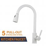 White Stainless Steel Kitchen Faucet Mixer Two Functions Retractable Kitchen Tap for sale