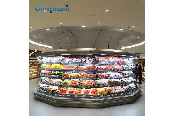 Automatic Defrost Open Display Chiller Cabinet With Night Wind Air Curtain Cooler