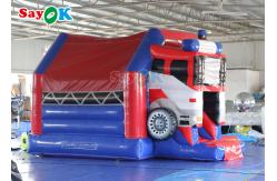 China Commercial Inflatable Bouncy Castle Fire Truck Inflatable Bounce House With Slide supplier