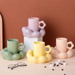 Matte Nordic Ceramic Cappuccino Cup , Flower Shape Ceramic Pottery Coffee Mugs for sale