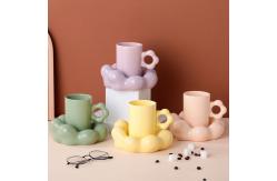 China Matte Nordic Ceramic Cappuccino Cup , Flower Shape Ceramic Pottery Coffee Mugs supplier
