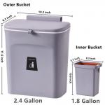 2.4 Gallon Kitchen Compost Bin for Counter Top or Under Sink Hanging Small Trash Can with Lid for sale
