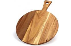 China Round Serving Acacia Wood Cutting Board With Handle supplier