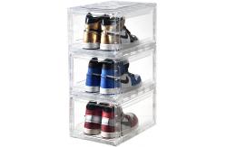 China Injection Folding Plastic Shoe Box Organizer Stackable Sneaker Storage Boxes supplier