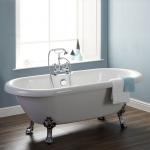 White Free Standing Bathtub Ergonomic With Tiger Feet Overflow Drain for sale