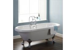 China White Free Standing Bathtub Ergonomic With Tiger Feet Overflow Drain supplier