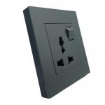 13A 3 Pin Plug Universal Socket Full Plastic Panel Black / Champagne for sale