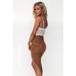 Two piece of dress lace top and suede imitate skirt women summer sets