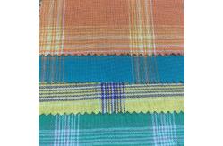 China Gingham Check Plaid Breathable 70% Cotton 30% Linen Blend Fabric supplier