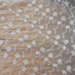 White Embroidery Floral Nylon Lace Fabric Mesh Cloth For Clothing / Bed Wraps for sale