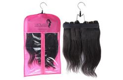 China Custom pvc hair extensions carrier hair extension hanger bags.Size 29CM*65CM.Material is PVC and  woven supplier