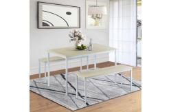 China 47.3 L 3 Piece Dining Room Table And Chair Set With Two Benches supplier