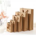 Customized Kraft Paper Handbag / Shopping Bag Recycled Compostable for sale