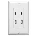 Public Areas Convenient Charging 2 USB Wall Outlet Socket With 2 Type C for sale