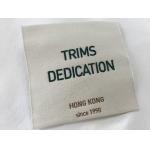 Cotton Thread Brocade Woven Clothing Labels Beige Background High Density for sale
