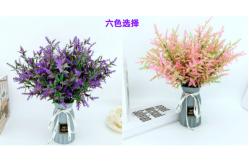 China 34cm Length Artificial Lavender Flower 7 Forks With Iron Wire supplier