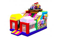 China Circus Clown Waterproof Inflatable Ferris Wheel Jumping Slide With Fence In End supplier