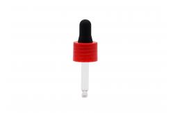China 18mm Plastic Pipette Droppers Red Closure Matte Black Teat For Essential Oil supplier