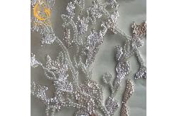 China Machine Embroidery Beaded White Lace Fabric MDX Sequin 20％ Polyester supplier