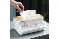China Removable White Plastic Tissue Box Cover PS Rubber Wood supplier