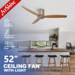 52'' Flush Mounted 2 IN 1 Ceiling Fan With / Without Light For Home for sale