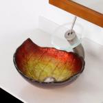 12mm Classic Bathroom Sink 180mm Leaf Shape Oval Shape Table Top Wash Basin Gold Copper for sale